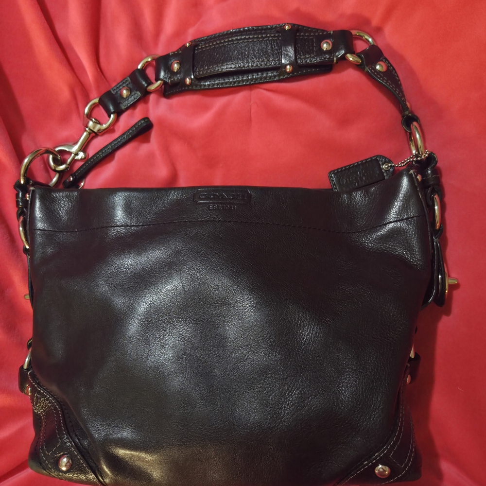 VINTAGE COACH Black Leather Carly Bag
